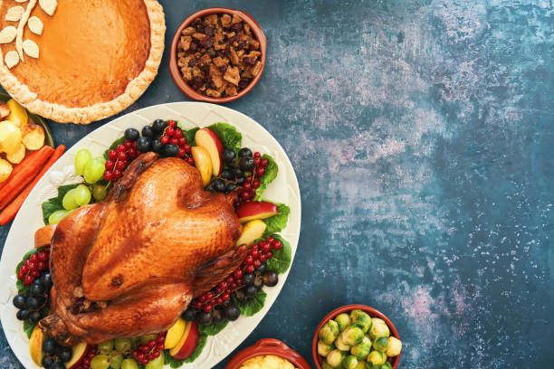 istock Stuffed Turkey for Thanksgiving on Rustic Background 1271502735
