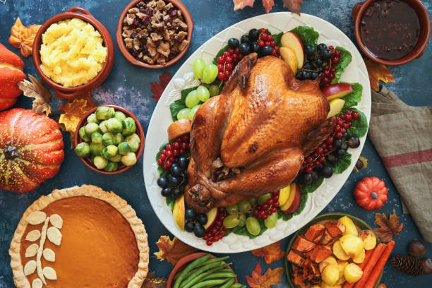 istock Stuffed Turkey for Thanksgiving on Rustic Background 1271503427