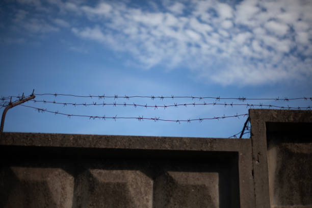istock Barbed wire on the fence. 1271505606