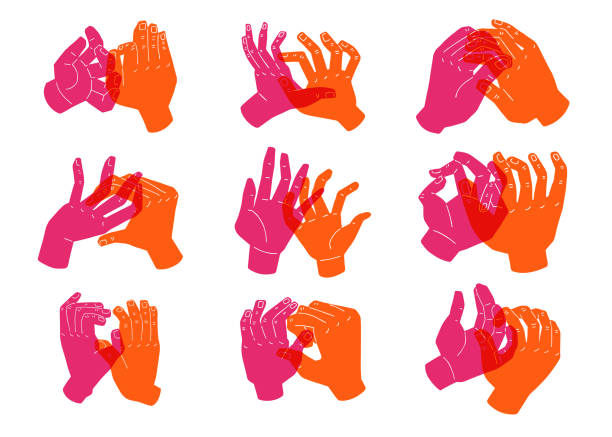 ilustrações, clipart, desenhos animados e ícones de coleção de ilustrações coloridas de mão - cleaning vibrant color human hand people