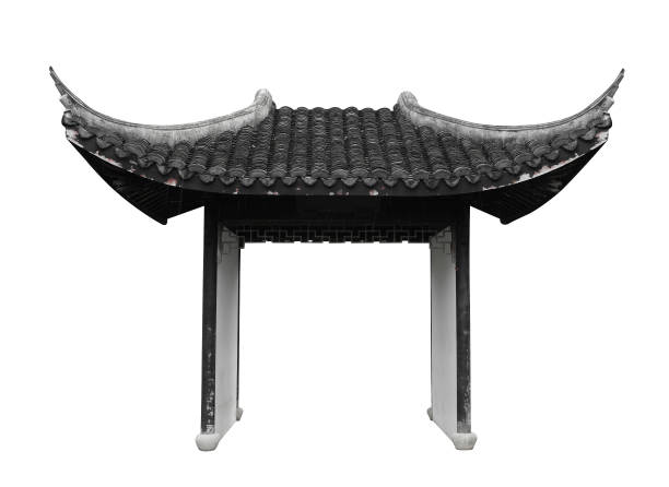 istock Old Chinese door isolated on white background 1271507907