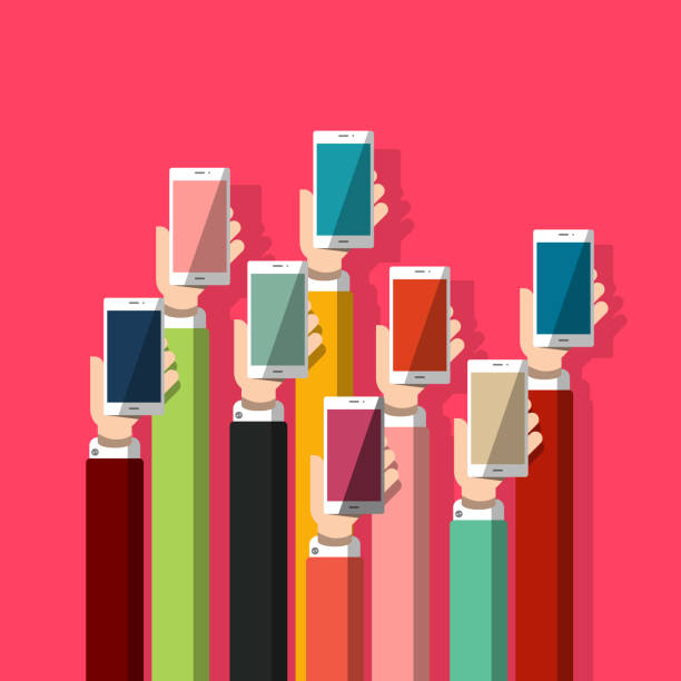 istock Colorful Cellphones with Empty Screens in Human Hands 1271510360