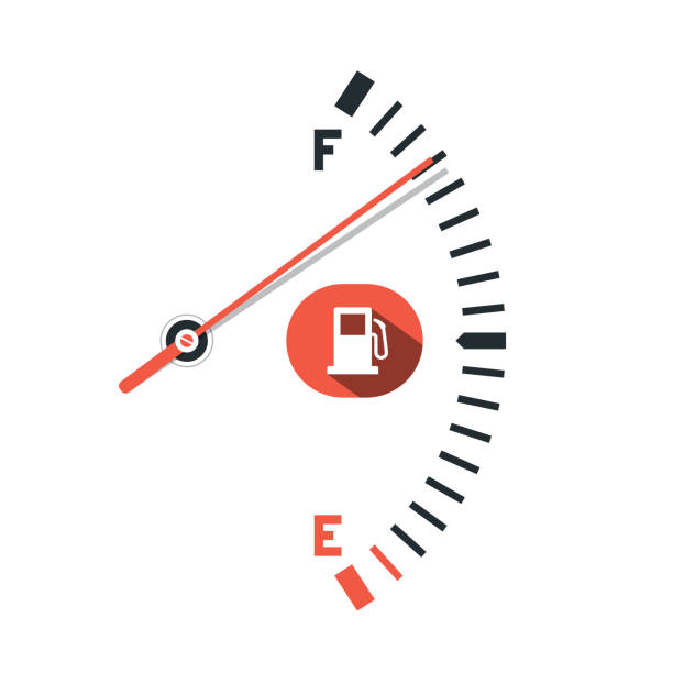 ilustraciones, imágenes clip art, dibujos animados e iconos de stock de medidor de nivel de gasolina - gas gauge full empty
