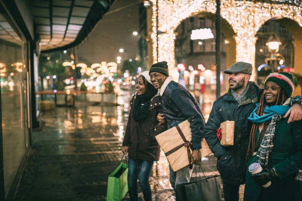 istock Diverse group of people Christmas shopping 1271514390