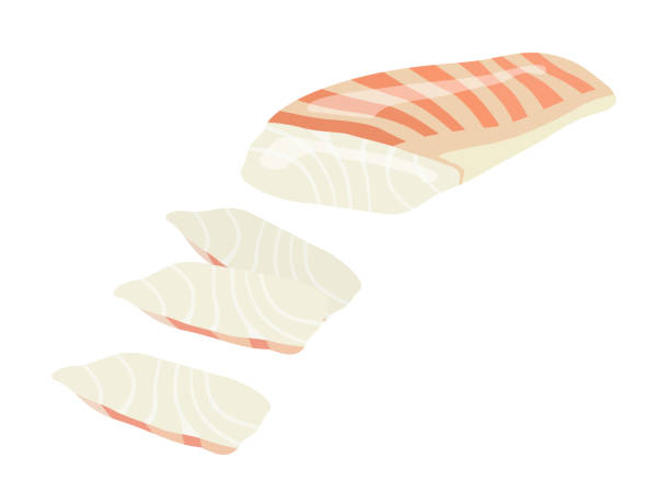ilustrações, clipart, desenhos animados e ícones de sashimi-de-mar bream - fillet