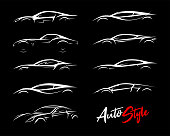 Concept sports car silhouettes icon set