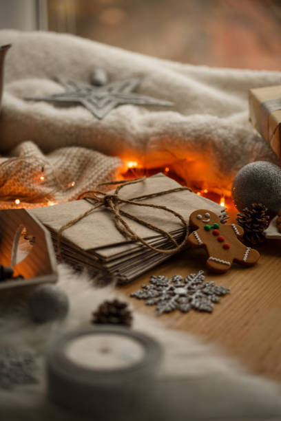istock Letters and Gingerbread man cookie left for Santa 1271519827