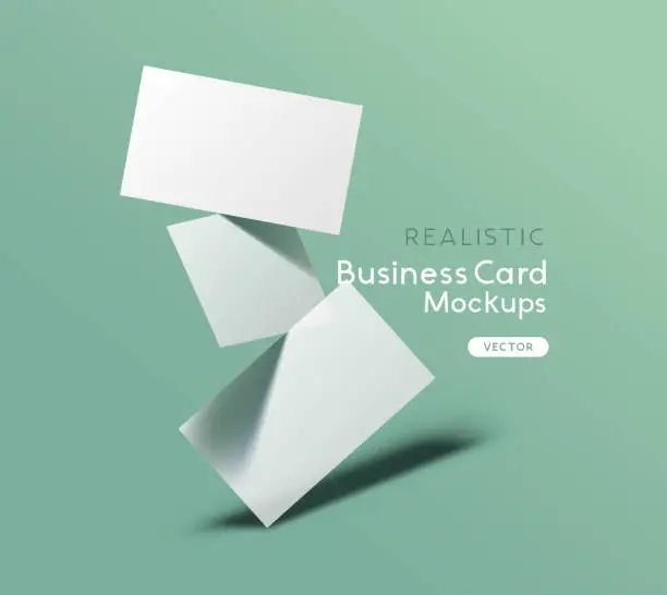 Vector illustration of Floating Business Cards Mockup Vector