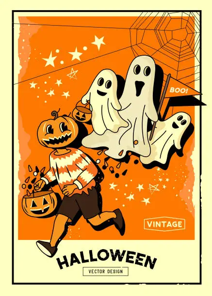 Vector illustration of Vintage Halloween Party Background