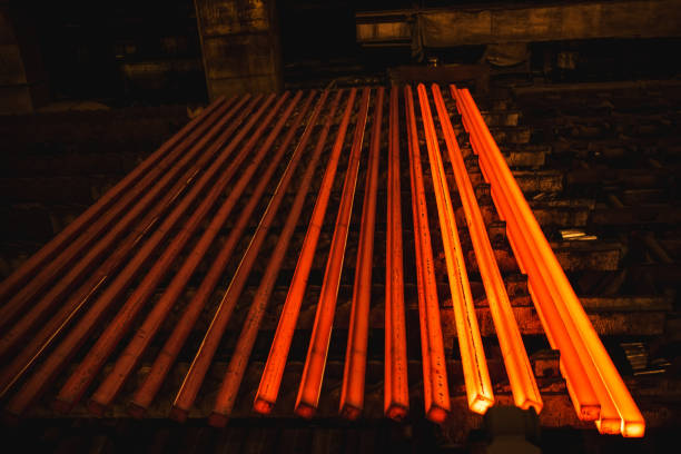 istock Hot square steel bloom on the roll-table 1271521113