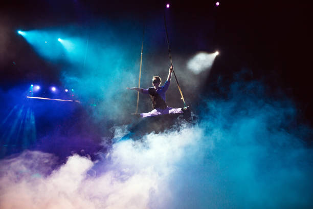 an Air acrobat in the circus arena.
