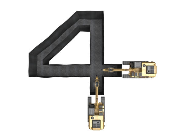 digged trench in the shape of a number 4