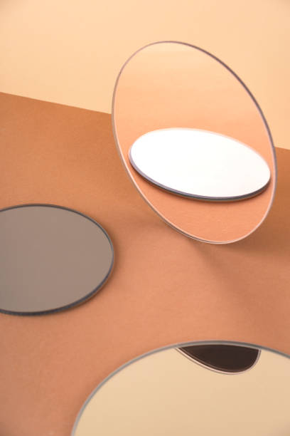 istock Abstract shapes with round mirrors in neutral colors 1271521617