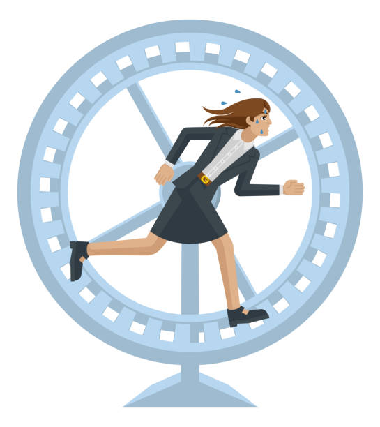 istock Business Woman Running Stress Hamster Wheel 1271521776