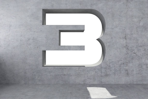 Free Stock Photo of Minimalist interior with large number three on the ...