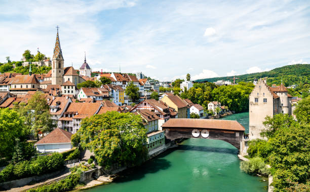 Baden town in Aargau, Switzerland View of Baden, a town in Aargau, Switzerland aargau canton photos stock pictures, royalty-free photos & images