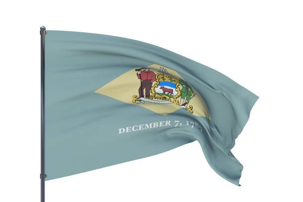 State of Delaware flag. 3D illustration, isolated on white, flags of the U.S. states and territories Flags of the U.S. states and territories delaware us state photos stock pictures, royalty-free photos & images