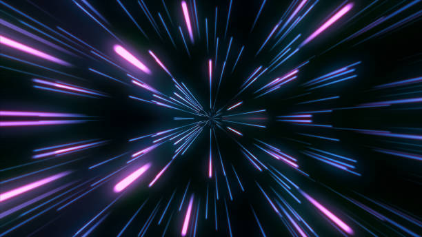 istock Moving pink neon beams at high speed 1271527985