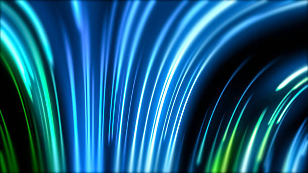 istock Glowing lines, blue violet neon lights, laser show, night club, equalizer, abstract fluorescent background, optical illusion, virtual reality 1271528037