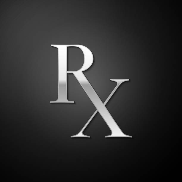 istock Silver Medicine symbol Rx prescription icon isolated on black background. Long shadow style. Vector 1271529247