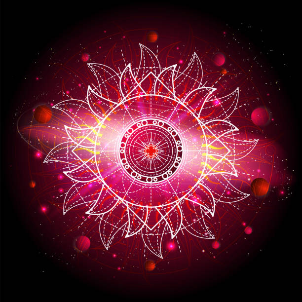 istock Vector illustration of Sacred geometric symbol against the space background. 1271529532