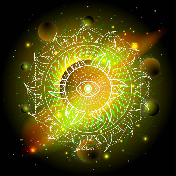 istock Vector illustration of Sacred geometric symbol against the space. 1271529599