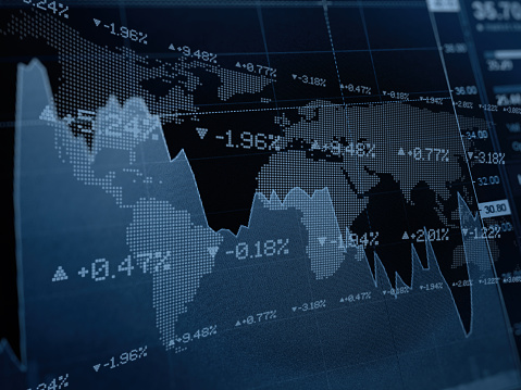 Finance investment stock market chart global business fintech ticker board