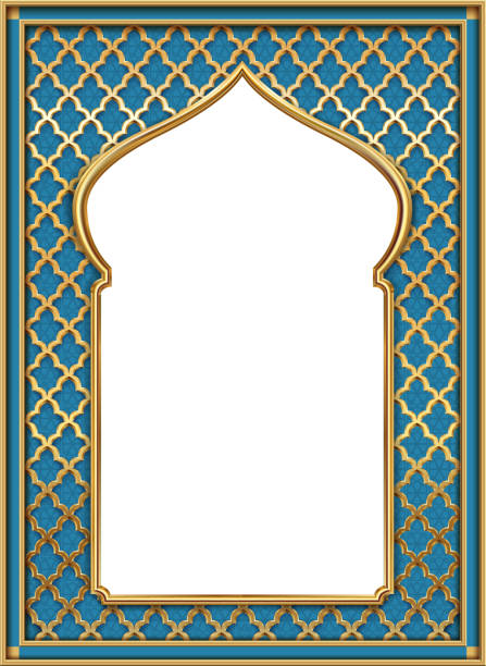 ilustrações de stock, clip art, desenhos animados e ícones de cover postcard golden oriental vintage arch frame - palace gate