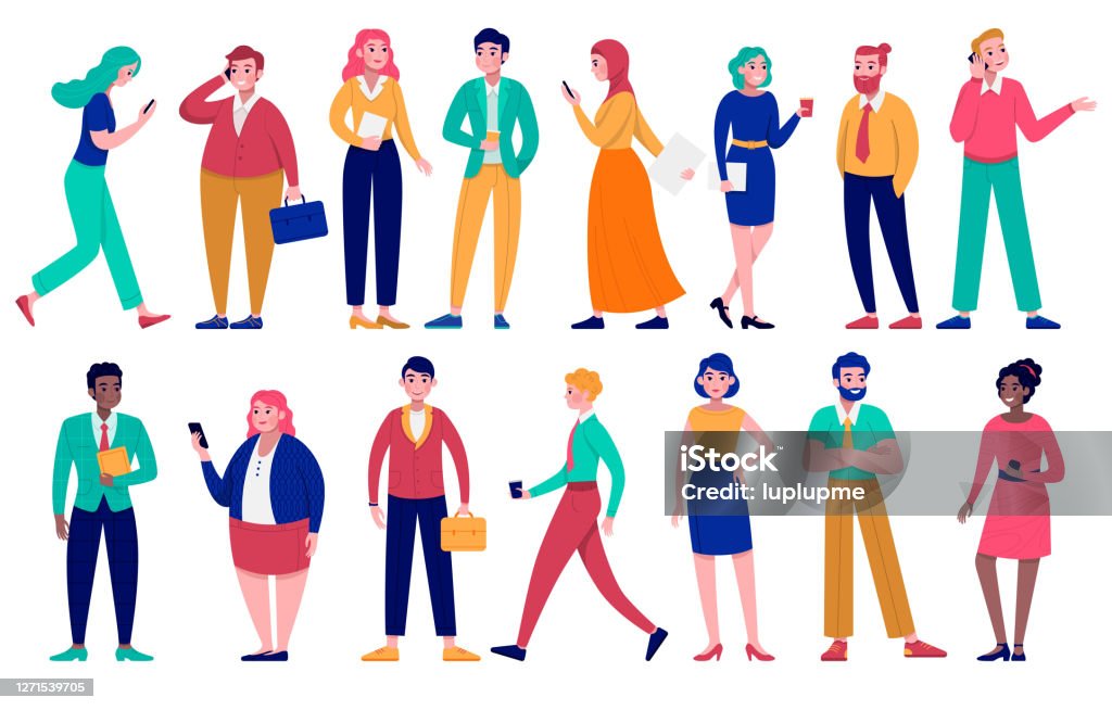 Diverse Group Of Business People Vector Illustration Set Cartoon Flat Man  Woman Characters Diversity Of Different Races Isolated On White Stock  Illustration - Download Image Now - iStock