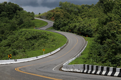 Curvy road number 3, Road No.1081 way from Pua District to Bor Kluea District, Nan province, THAILAND.