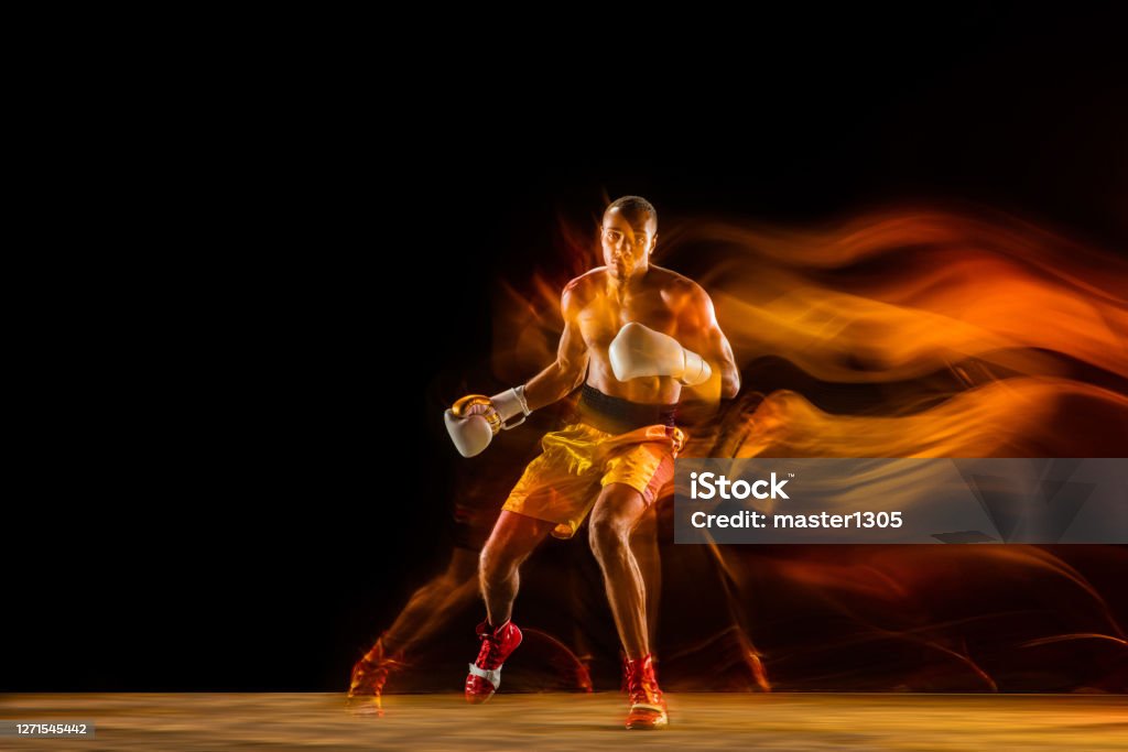 Pro Boxer Training Professional Boxer Training Isolated On Black Studio Background In ...