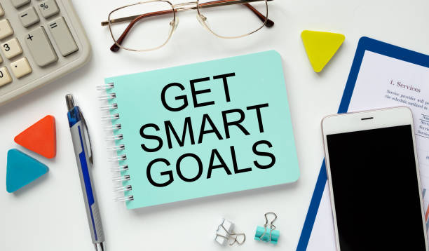 istock Motivation encouragement quote written on notepad - Get smart goals. 1271548861