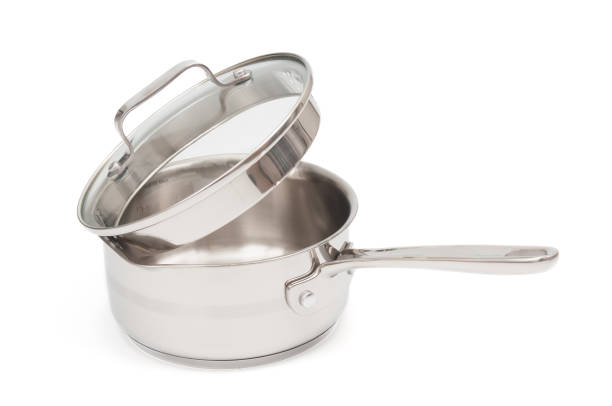 istock Stainless saucepan with glass lid isolated on white background 1271553800