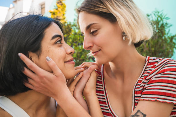 istock Loving lesbian couple having a date. 1271555546
