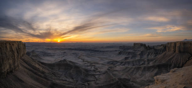 Panoramic sunrise from Moonscape Overlook in Hanksville Utah