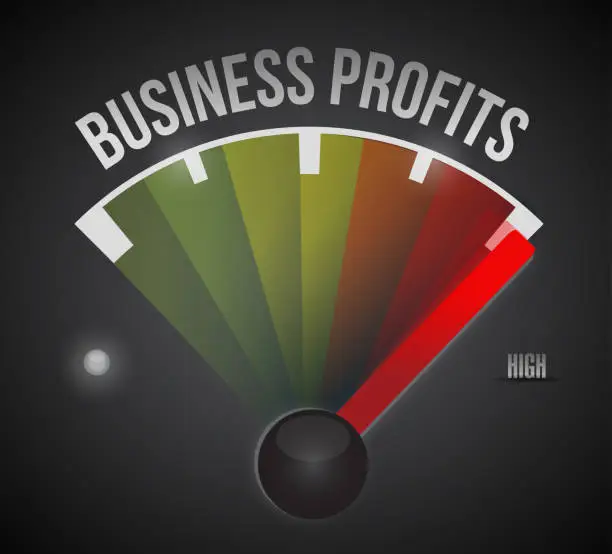 Vector illustration of Business profit level measure meter