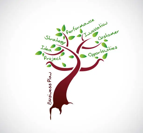 Vector illustration of Tree business plan illustration design