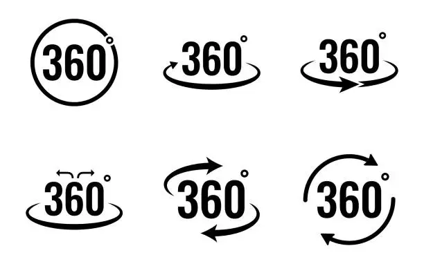 Vector illustration of 360 degree view icon set - vector illustration .