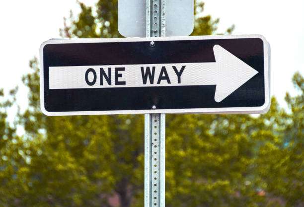 istock Road sign showing one way traffic 1271564115