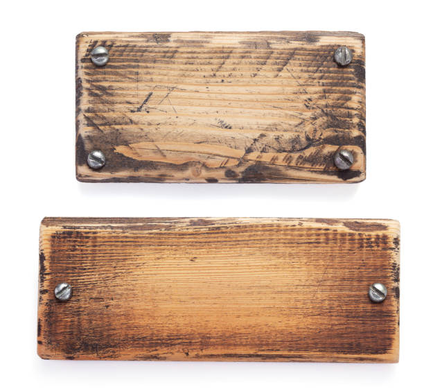 istock aged wooden nameplate on white background 1271565039