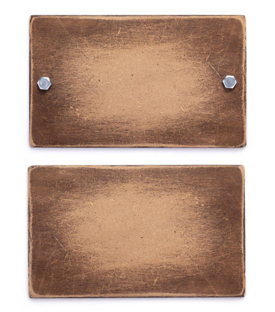 istock aged wooden nameplate on white background 1271565093