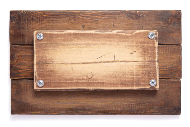 istock aged wooden nameplate on white background 1271565154