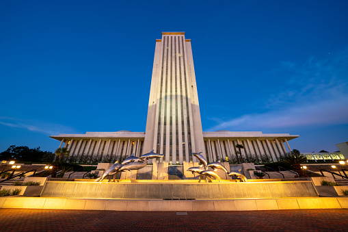 Architecture Tallahassee FL Florida State Capitol Building at night