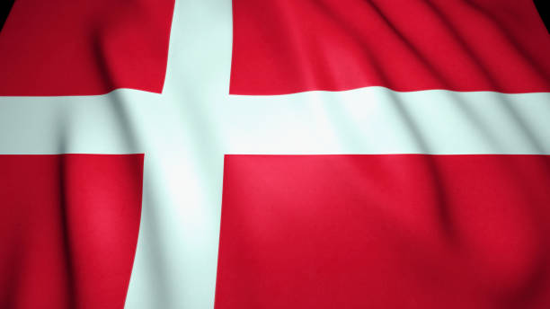 istock Waving realistic Denmark flag background, 3d illustration 1271566733