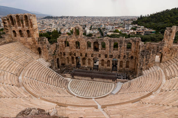 영웅드 아티커스의 오데온, 아테네 - herodes atticus 뉴스 사진 이미지