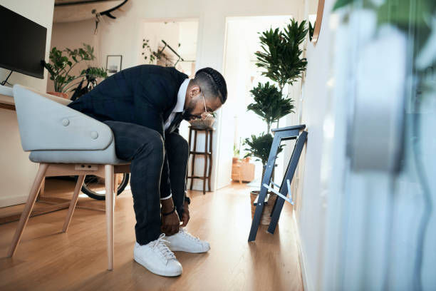 Young businessman in the morning, preparing for work