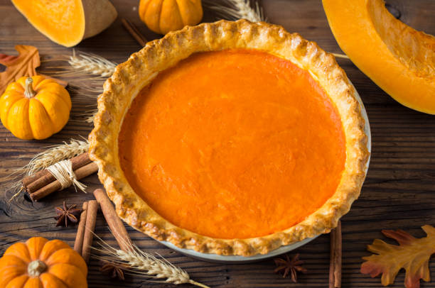 istock Pumpkin pie on the wooden table 1271572579