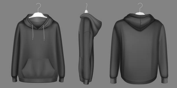 istock Hoody, black sweatshirt on hanger mock up set 1271575589