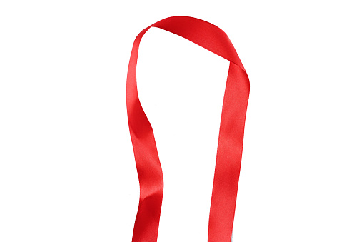 red ribbon arc separating white background. High quality photo