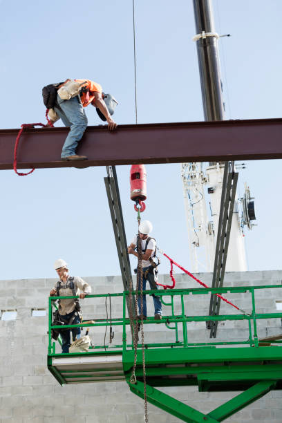 istock Crew installing roof joists at construction site 1271582239